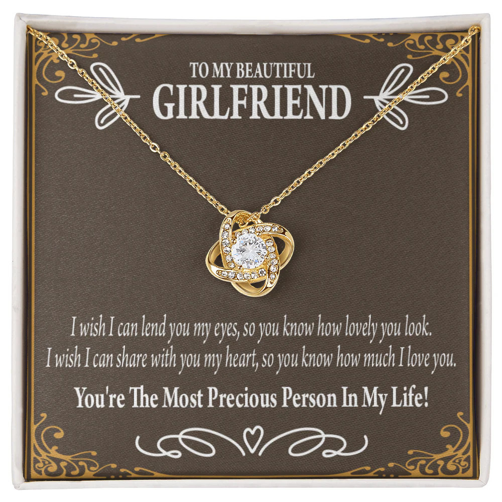 Girlfriend Precious Love Infinity Knot CZ Necklace Gold Tone Standard Box